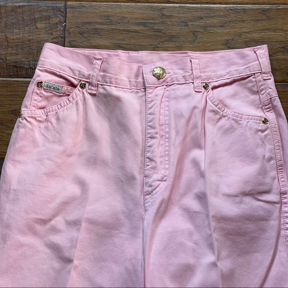 Vintage Escada Margaretha Rey light pink & gold ONE straight leg skinny jeans - Picture 3 of 16